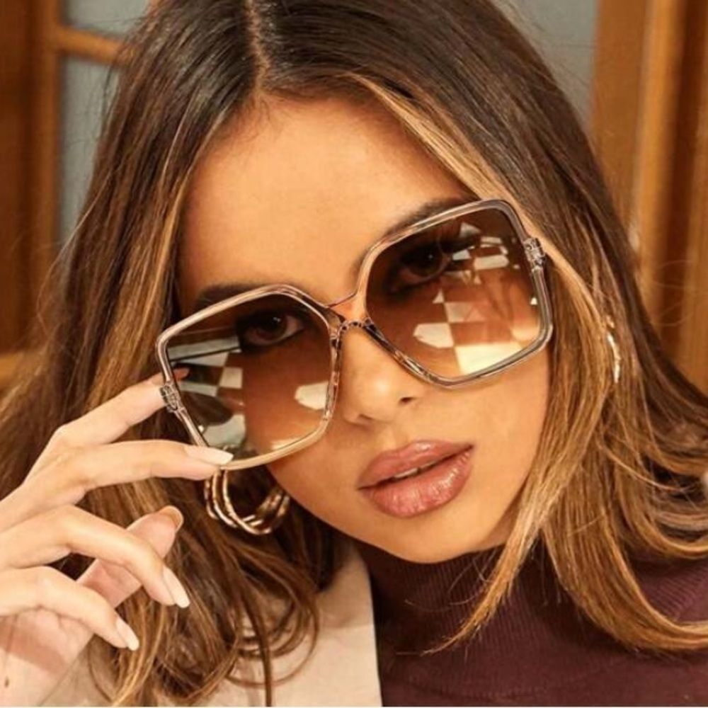 3for$20 Square Oversized Fashion Glasses For Women, tea color